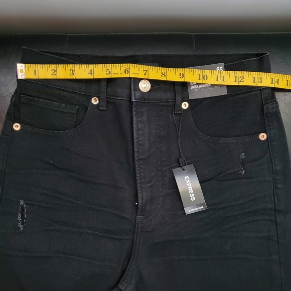 Super high waisted black slim jeans 6 SHORT - Picture 8 of 11